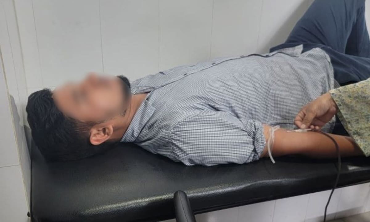 Donor resting during blood donation.